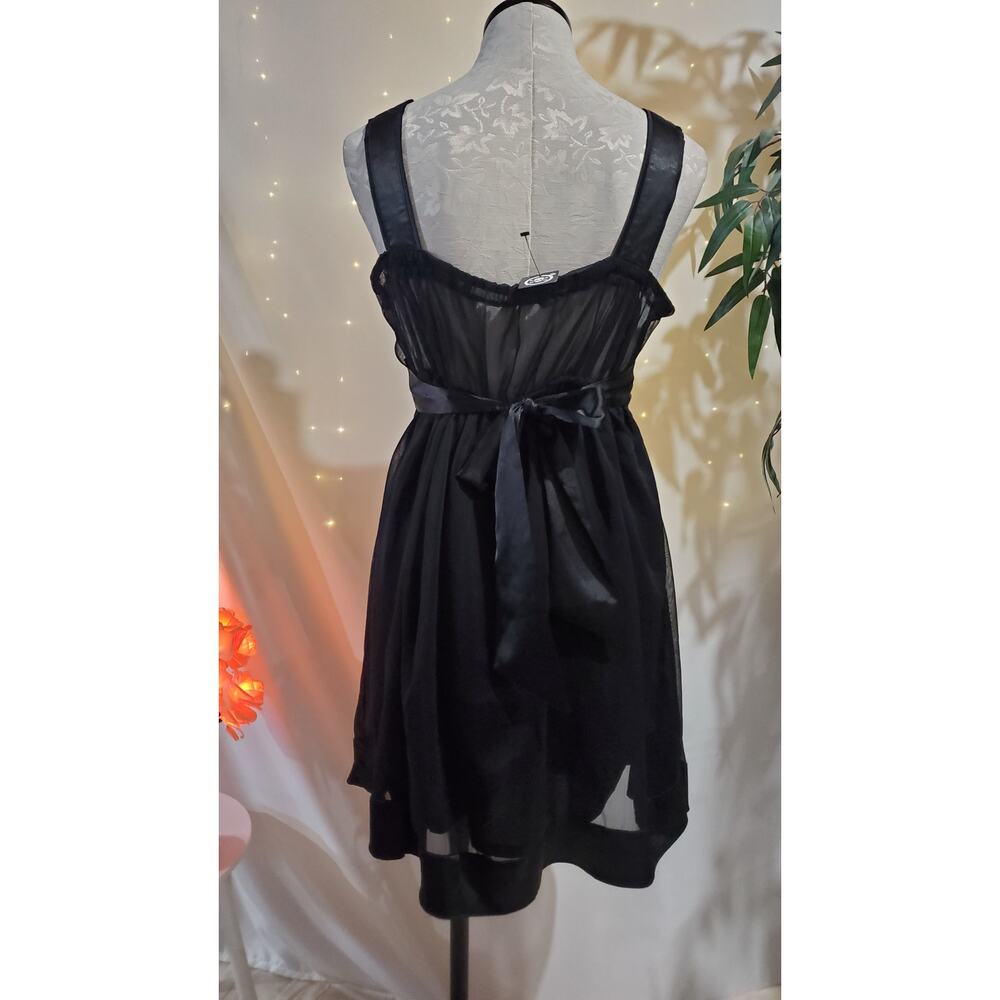 Twenty One Noir Leather Chiffon Pleated Satin Fit & Flare Dress Womens Size S - Picture 6 of 11